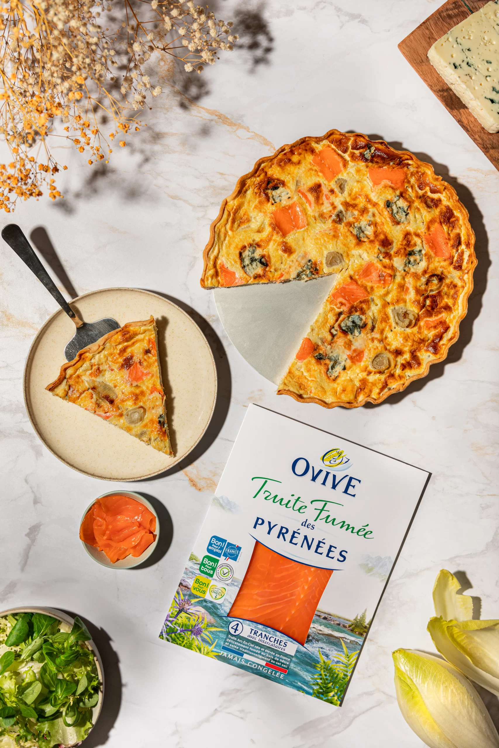 Quiche truite, endive et roquefort