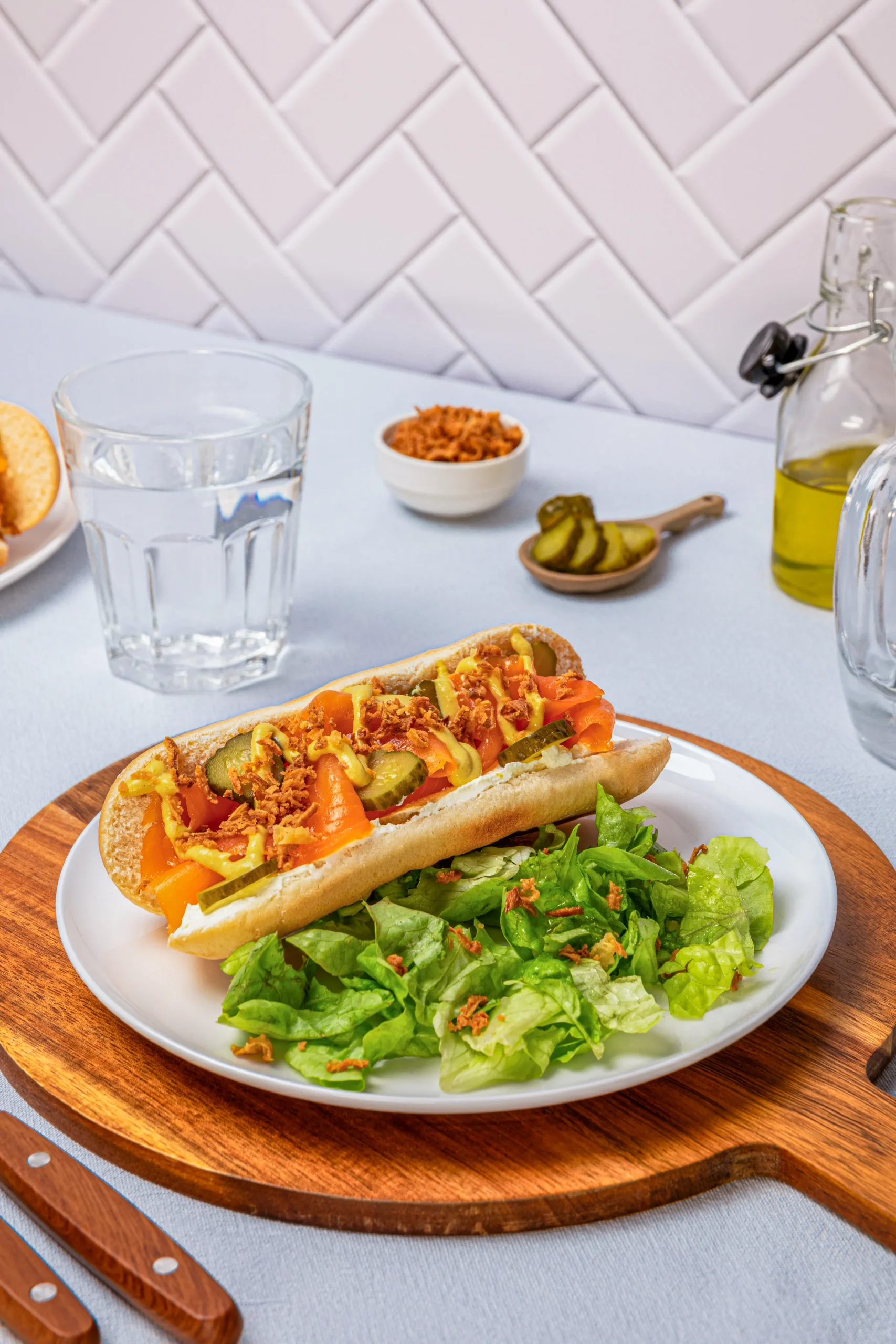 Hot-dog à la truite fumée Ovive
